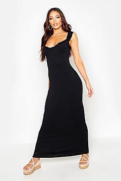 Boohoo Jersey Cupped Ruffle Maxi Dress