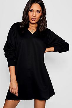 Boohoo V Neck Sweatshirt Dress