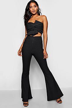 Boohoo Premium Knot Bandeau And Trouser Set