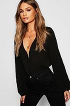 Boohoo Chiffon Utility Balloon Sleeve Blouse