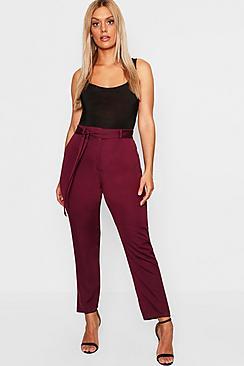 Boohoo Plus Satin Tie Waist Trouser