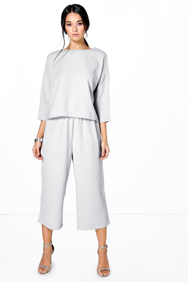 Boohoo Vanessa Premium Woven Crop Trouser Grey