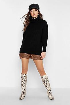 Boohoo Neon Oversized Roll Neck Rib Knit Jumper