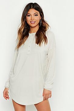 Boohoo Button Through Rib Night Tee