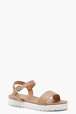 Boohoo Imogen Cleated 2 Part Flat Sandals