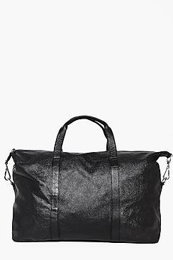 Boohoo Black Real Leather Weekender Hold Bag