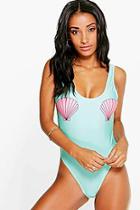 Boohoo Doha Shell Placement Scoop Back Swimsuit