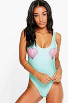 Boohoo Doha Shell Placement Scoop Back Swimsuit