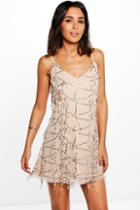 Boohoo Taylor Strappy Sequin Swing Dress Gold