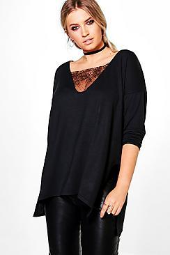 Boohoo Plus Kerry Lace Detail Jumper