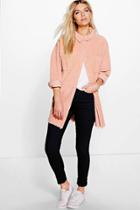 Boohoo Nicole Raw Edge Oversized Cord Shirt Peach