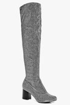 Boohoo Lois Shimmer Over The Knee Silver