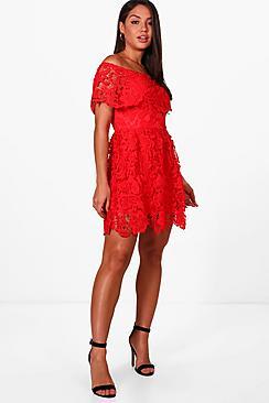 Boohoo Boutique Freyja Lace Skater Dress