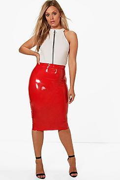Boohoo Plus Lauren High Shine Pu Midi Skirt
