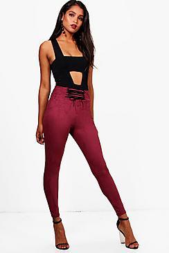 Boohoo Jade Corset Waist Suedette Leggings