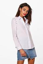 Boohoo Lauren Woven Eyelet Shoulder Shirt