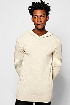 Boohoo Knitted Hoodie With Biker Detailing