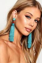 Boohoo Rosie Layered Tassel & Stone Earrings