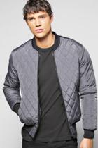 Boohoo Quilted Bomber With Pu Details Grey