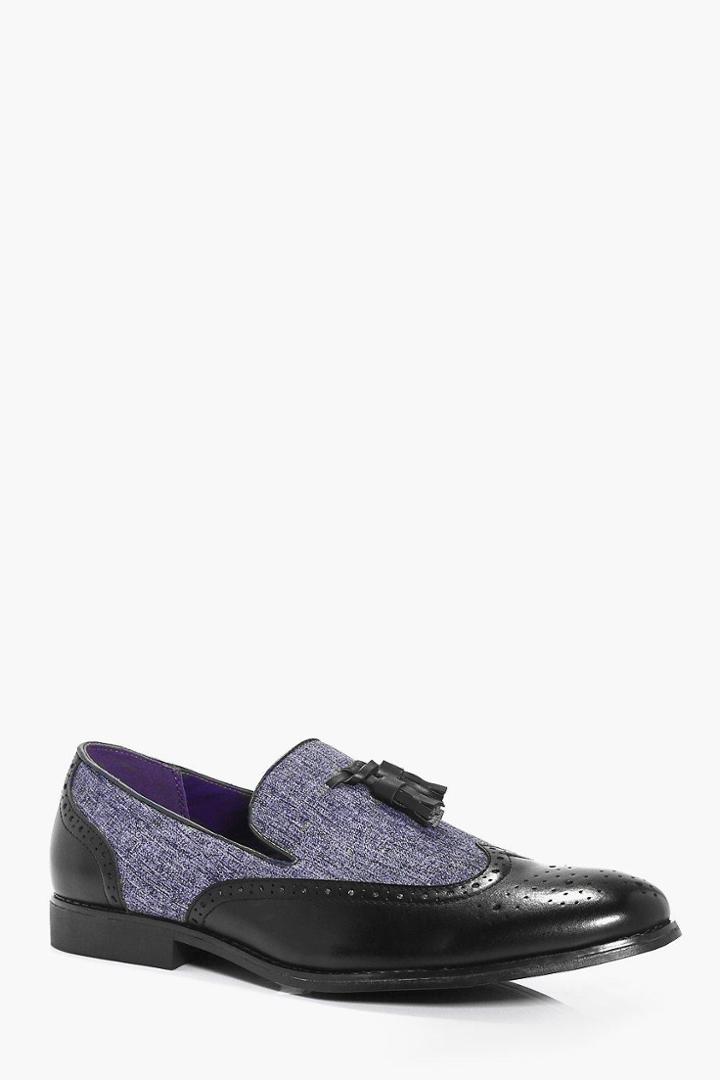 Boohoo Mix Panel Tassel Loafer Grey