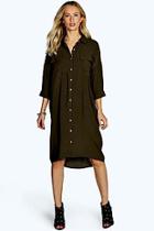 Boohoo Bea Military Pocket Oversized Shirt Dress