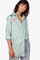 Boohoo Lana Embroidered Stripe Cotton Shirt