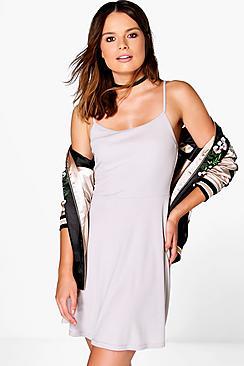 Boohoo Clarice Rib Skater Dress