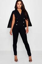 Boohoo Military Caped Jumpsuit