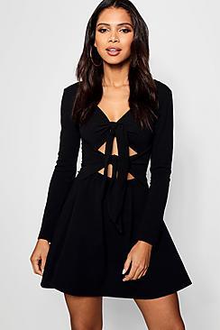 Boohoo Zani Double Knot Skater Dress