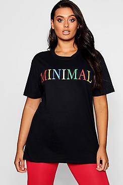 Boohoo Plus 'minimal' Slogan T-shirt