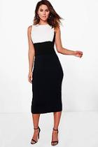 Boohoo Ava Structured Colour Block Formal Midi Dress