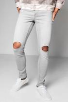 Boohoo Grey Wash Skinny Fit Denim Jeans Grey