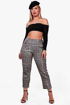 Boohoo Plus Yasmin Checked Skinny Leg Trouser