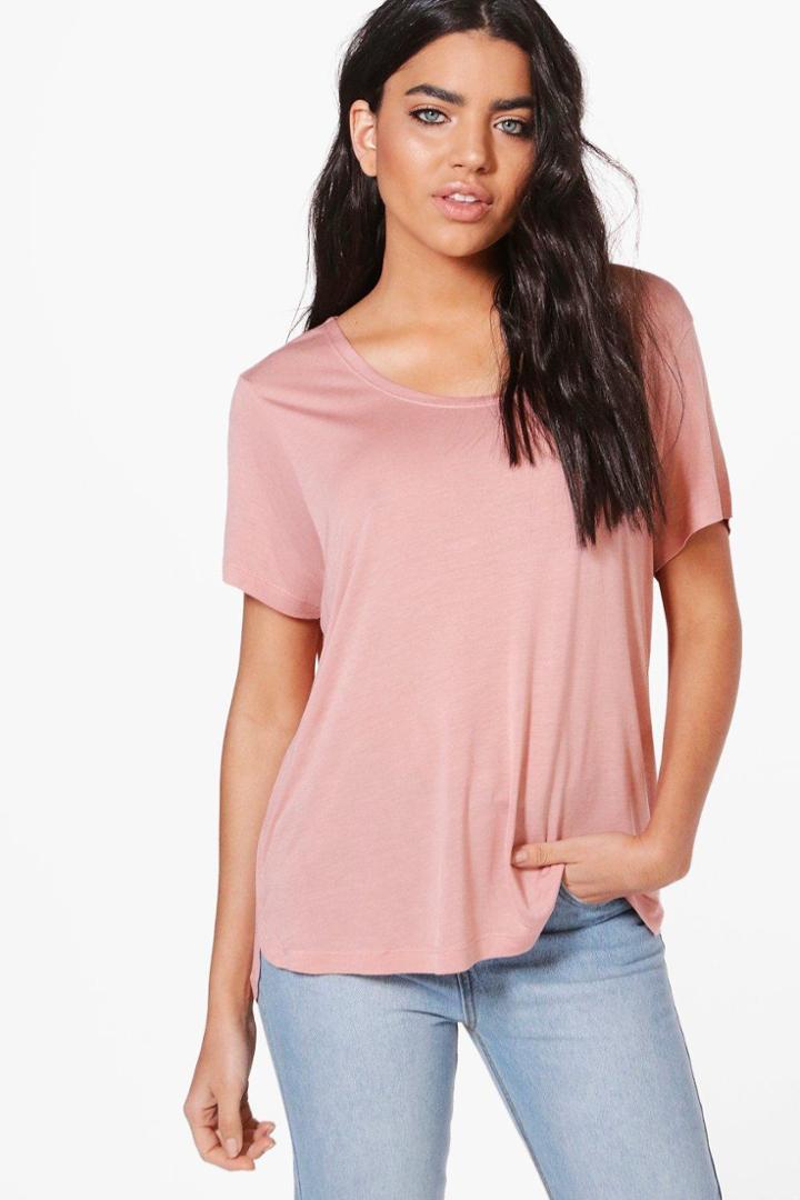 Boohoo Lucia Basic Scoop Neck T-shirt Nude