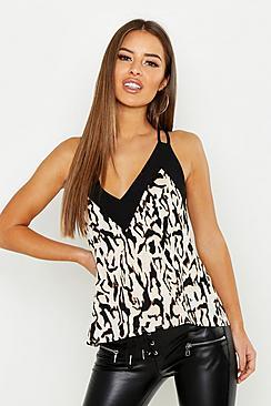 Boohoo Petite Leopard Contrast Cami