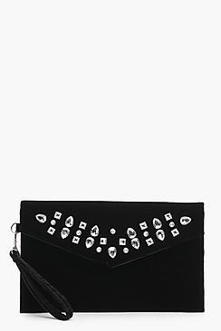 Boohoo Millie Jewel Embellished Clutch Bag