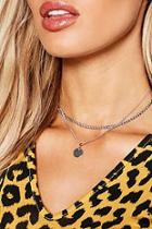 Boohoo Double Chain And Coin Layered Necklace