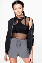 Boohoo Evie Plain Jersey Runner Shorts Charcoal