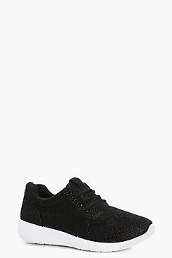 Boohoo Lola Metallic Lace Up Sports Trainer