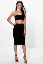 Boohoo Sinead Contrast Choker Bandeau Midi Dress Black