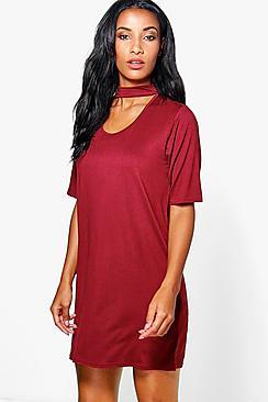 Boohoo Alessandra Choker Shift Dress