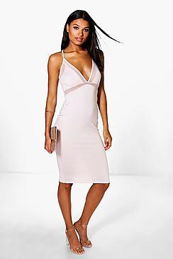 Boohoo Ariane Mesh Strappy Midi Bodycon Dress