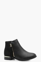 Boohoo Lily Mix Material Zip Trim Chelsea Boots
