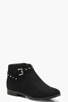 Boohoo Suedette Studded Chelsea Ankle Strap Boots
