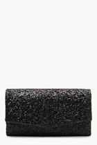 Boohoo Structured Glitter Envelope Clutch With Chain
