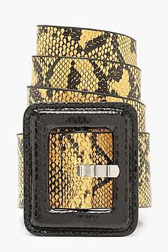 Boohoo Oversized Square Buckle Faux Snake Belt