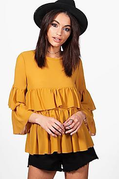 Boohoo Ella Ruffle Tiered Blouse