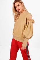 Boohoo Lucy Rufle Cold Shoulder Sweatshirt