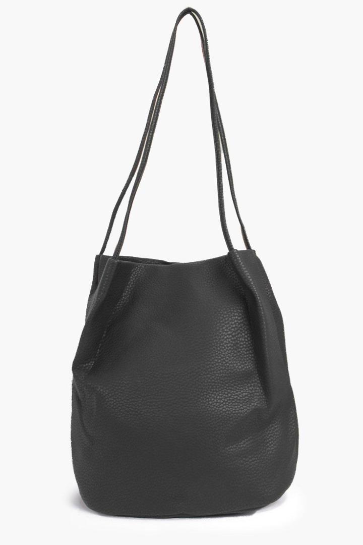 Boohoo Lois Origami Top Simple Duffle Bag Black