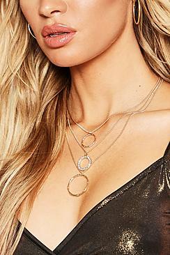 Boohoo Textured Circle Layered Necklace